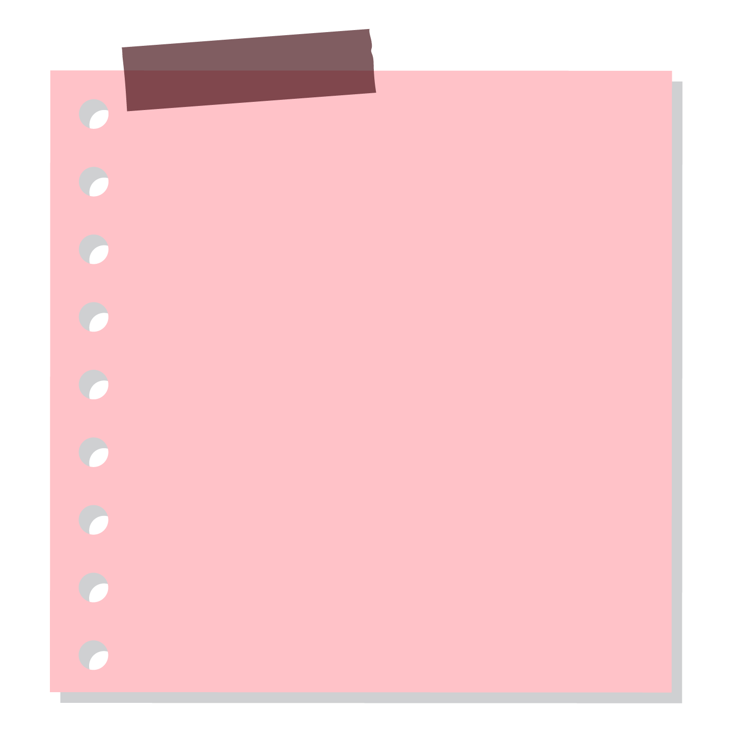 pink color stickynote with purple tape